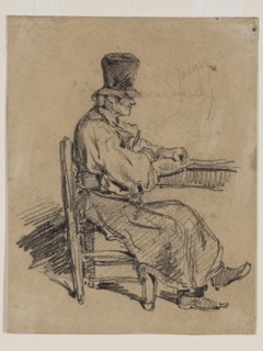 Charles Émile Jacque, French, 1813-1894, Old Man Seated at a Table, 19th century, graphite pencil