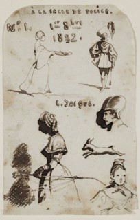Charles Émile Jacque, French, 1813-1894, At the Police Station, 19th century, pen and brush and