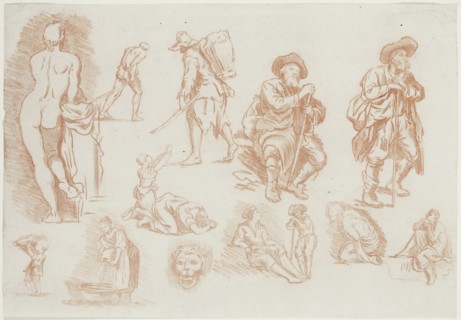 Unknown (French), Figures, between 1750 and 1770, red chalk on off-white laid paper, Sheet: 8 11/16