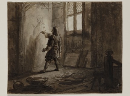 Pierre Nolasque Bergeret, French, 1782-1863, N. Poussin in his Studio, 19th century, pen and brush