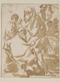 Giuseppe Maria Crespi, Italian, 1665-1747, Capriccio with Two Old Men and Two Youths, between 1665