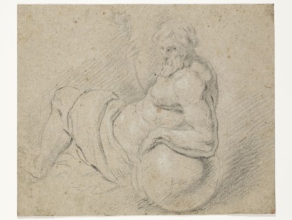 circle of Peter Paul Rubens, Flemish, 1577-1640, River God, between 1577 and 1640, black chalk,
