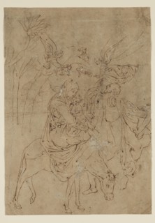 after Martin Schongauer, German, 1450-1491, The Flight into Egypt, 15th century, pen and brown ink