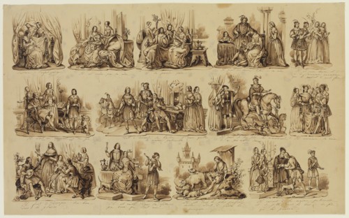Victor Jean Adam, French, 1801-1866, History of the Prodigal Son, 19th century, pen and brush in