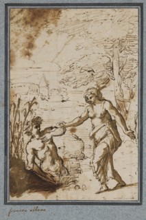 circle of Francesco Albani, Italian, 1578-1660, Pan and Syrinx, early 17th century, pen and brown