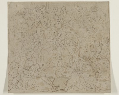 Unknown (Flemish), after Marten de Vos, Netherlandish, 1532-1603, Holy Kinship, 17th century, pen