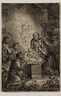 Alexandre Joseph Desenne, French, 1785-1827, Adoration of the Shepherds, early 19th century, pen