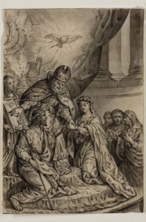 Alexandre Joseph Desenne, French, 1785-1827, Marriage of the Virgin, early 19th century, pen and