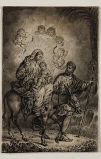 Alexandre Joseph Desenne, French, 1785-1827, Flight into Egypt, early 19th century, pen and brush,