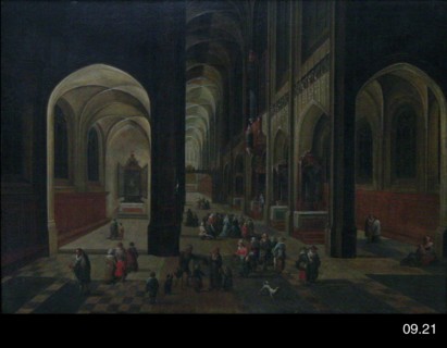 manner of Peeter Neefs the Elder, Flemish, 1577-1661, Interior of a Gothic Church, 1630/1640, Oil
