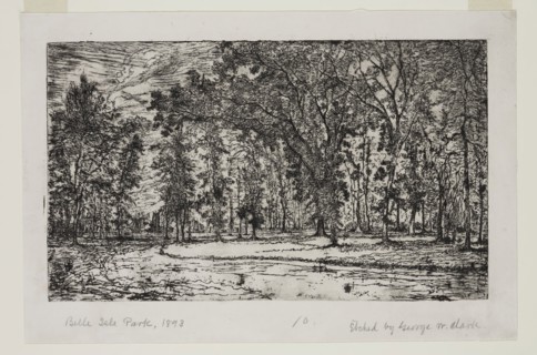 George W. Clark, American, Forest of Belle Isle Park - Detroit, 1893, etching printed in black ink
