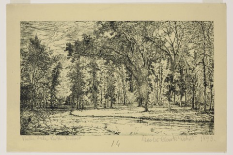 George W. Clark, American, Forest of Belle Isle Park - Detroit, 1895, etching printed in black on