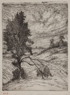 George W. Clark, American, By the River, 1892, etching printed in black ink on laid paper, Plate: 7