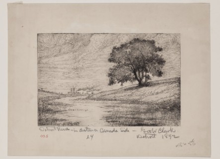 George W. Clark, American, Detroit River - In Distance Canada Side, 1892, etching printed in black