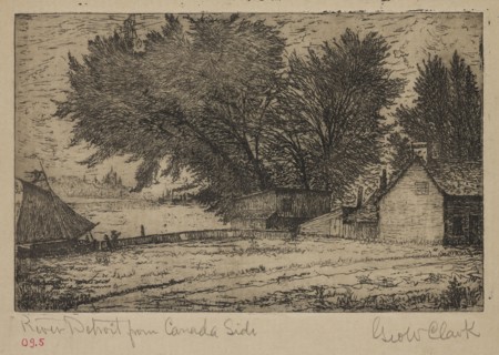 George W. Clark, American, River Detroit from Canada Side, ca. 1893, etching printed in black ink