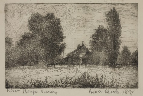 George W. Clark, American, River Rouge Scenery, 1891, etching printed in black ink on wove paper,