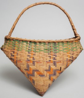 Choctaw, Native American, Basket with Handle, between 1890 and 1910, cane and aniline dye, Overall: