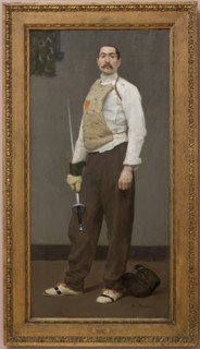 Gari Melchers, American, 1860-1932, The Fencing Master, ca. 1895, oil on canvas, Unframed: 81 1/4 ×