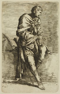 Salvator Rosa, Italian, 1615-1673, Soldier Seated on a Wall, 17th century, etching printed in black