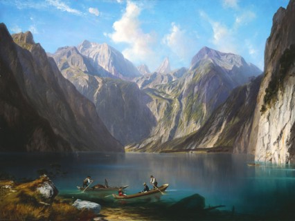 Willibald Wex, German, 1831 - 1892, Konigsee, c. 1873, oil on canvas, Unframed: 46 1/2 × 62 1/8