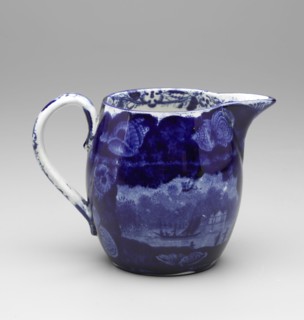 Wadsworth Tower, Connecticut Creamer, between 1820 and 1840, white earthenware with blue