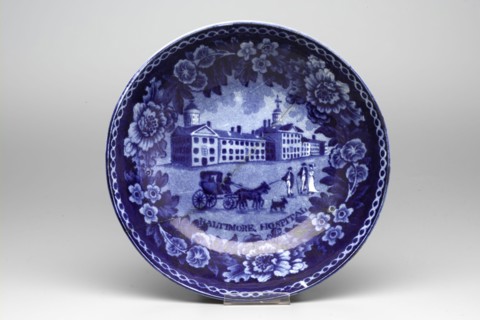 Unknown (English), Baltimore Hospital Saucer, between 1822 and 1832, white earthenware with blue