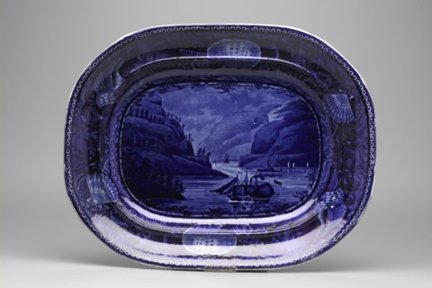 Highlands, Hudson River Platter, between 1820 and 1840, white earthenware with blue
