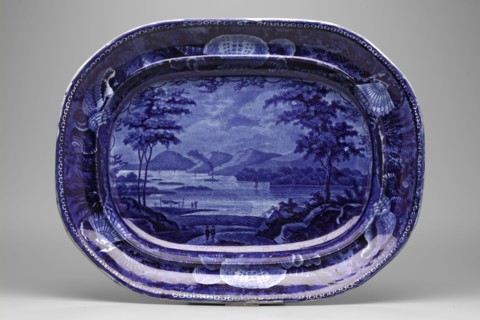 Lake George, State of New York Platter, between 1820 and 1840, white earthenware with blue