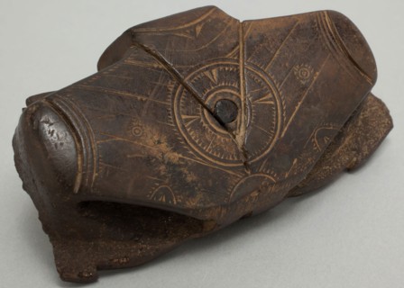 Okvik, Native American, Winged Object Fragment, c. 300, walrus ivory stained black by mineral