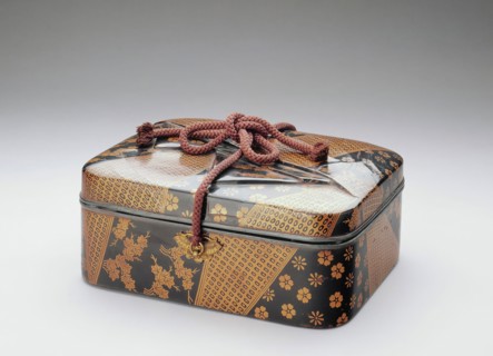 Unknown (Japanese), Cosmetic Box with Designs of Silk Incense Wrappers, 16th Century, Black and