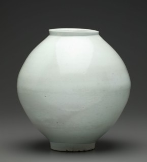 Unknown (Korean), Moon Jar, 18th century, Porcelain with glaze, Overall: 14 1/2 × 14 1/2 inches (36