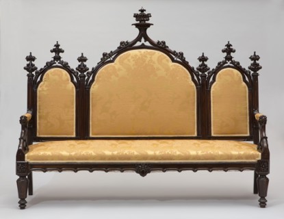 Unknown (American), Gothic Revival Sofa, ca. 1852, walnut, painted with rosewood graining, Overall:
