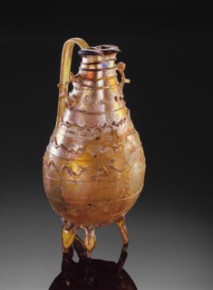 Islamic, Iranian, Double Ewer, 1000/1250, Blown glass with applied and trailed decoration, 8 x 4 x