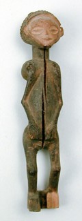 Chokwe, African, Female Figure, 1900 - 1915, Wood, Overall: 6 1/4 × 1 3/8 × 1 1/2 inches (15.9 × 3