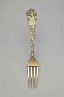 Tiffany and Company, American, established 1837, Fork, 1884, sterling silver, gilt, Overall: 7 1/8