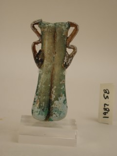 Roman, Double Unguentarium, 4th Century AD, Free-blown, 5 3/8 x 2 1/2 x 1 3/4 in. (13.7 x 6.4 x 4.4