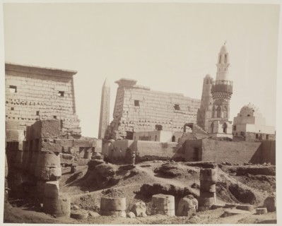 Anonymous Artist, Inside First Court with Mosque of Abu Haggag, Temple of Luxor, Looking North.,