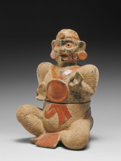 Maya, Precolumbian, Two Part Deity Vessel, between 300 and 600, ceramic with red slip, Overall: 10