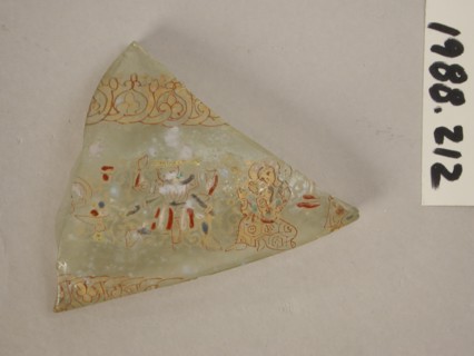Islamic, Syrian, Fragment of a Vessel, ca. 1250, Gilded and enamelled glass, Overall: 2 × 2 1/4