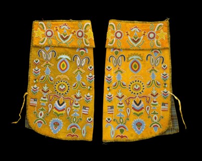 Eastern Sioux, Native American, Half-Leggings, ca. 1870, buckskin, fabric, and glass beads, Overall
