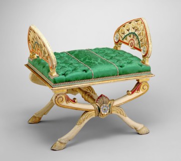 attributed to Alexander Roux, American, 1813-1886, Stool, ca. 1865, painted beechwood, Overall: 24