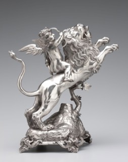 Member of the Gronau Family, Polish, Lion and Cupid Aquamanile, ca. 1650, silver, Overall