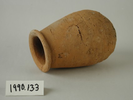 Egyptian, Bag-shaped Jar, between 3300 and 3100 BCE, Terracotta, Overall: 5 1/4 × 3 1/2 inches (13