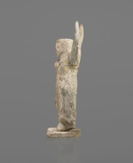 Terracotta figurine of Psyche, Young Psyche with butterfly wings, wrapped in a chlamys. Right hand
