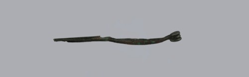 Arched fibula, Goluchów Greater Poland Voivodeship. Fibula with an arched bow; the pin emerges from