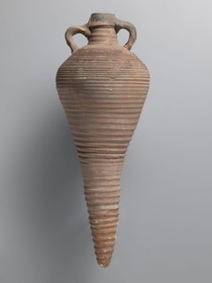 Amphora, unknown Egyptian workshop; storage/transport vessel with a bulging belly, fusiform in the