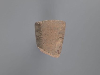 Seal, unknown South Egyptian workshop; pyramidal clay seal with a roughly square stamp surface,
