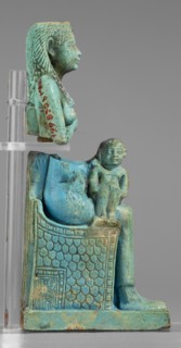 Figurine of the goddess Isis nursing Horus; Harpocrates myth., Isis myth.; Egyptian deities; female