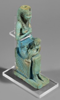 Figurine of the goddess Isis nursing Horus, Harpocrates myth., Isis myth., Egyptian deities, female