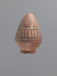 Bottle, Egyptian workshop, Coptic painted pottery, painted pottery, geometric decorations. Low,